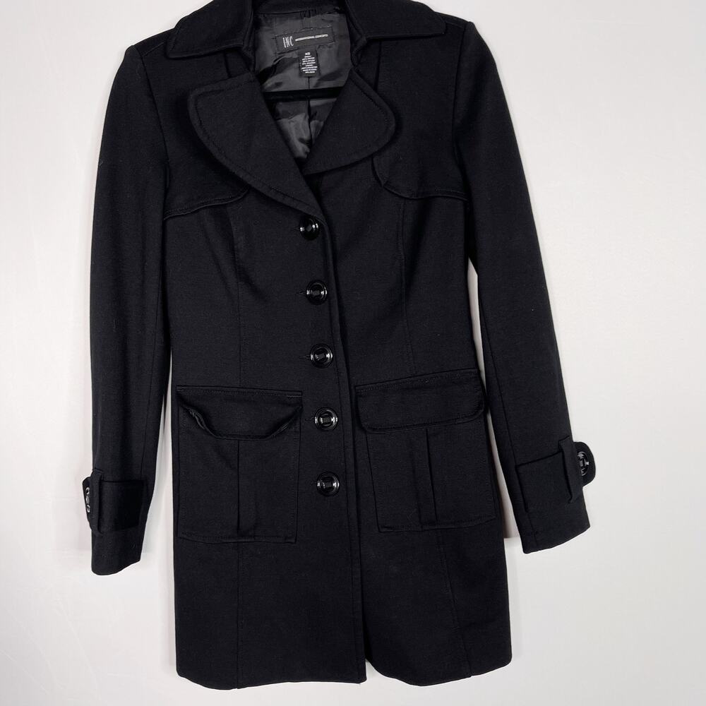 INC International Concepts XSmall XS Black Peacoat Jacket Single Button Lined